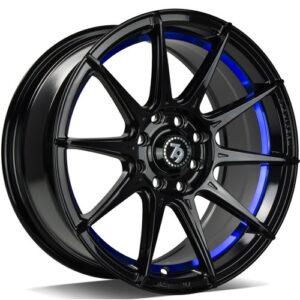 seventy9 SCF-F 15 x 7 ET35 4x100 BGBIL - Black Glossy Blue Inner Lip