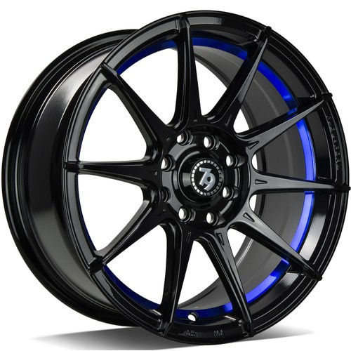 seventy9 SCF-F 15 x 7 ET35 4x100 BGBIL - Black Glossy Blue Inner Lip