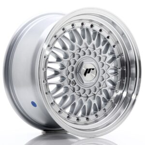 JR Wheels JR9 16x8 ET25 BLANK Silver w/ Machined Lip+Silver Rivets