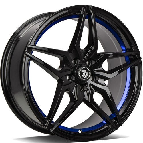 seventy9 SV-A 17" x 7,5 ET42 5x108 BGBIL - Black Glossy Blue Inner Lip